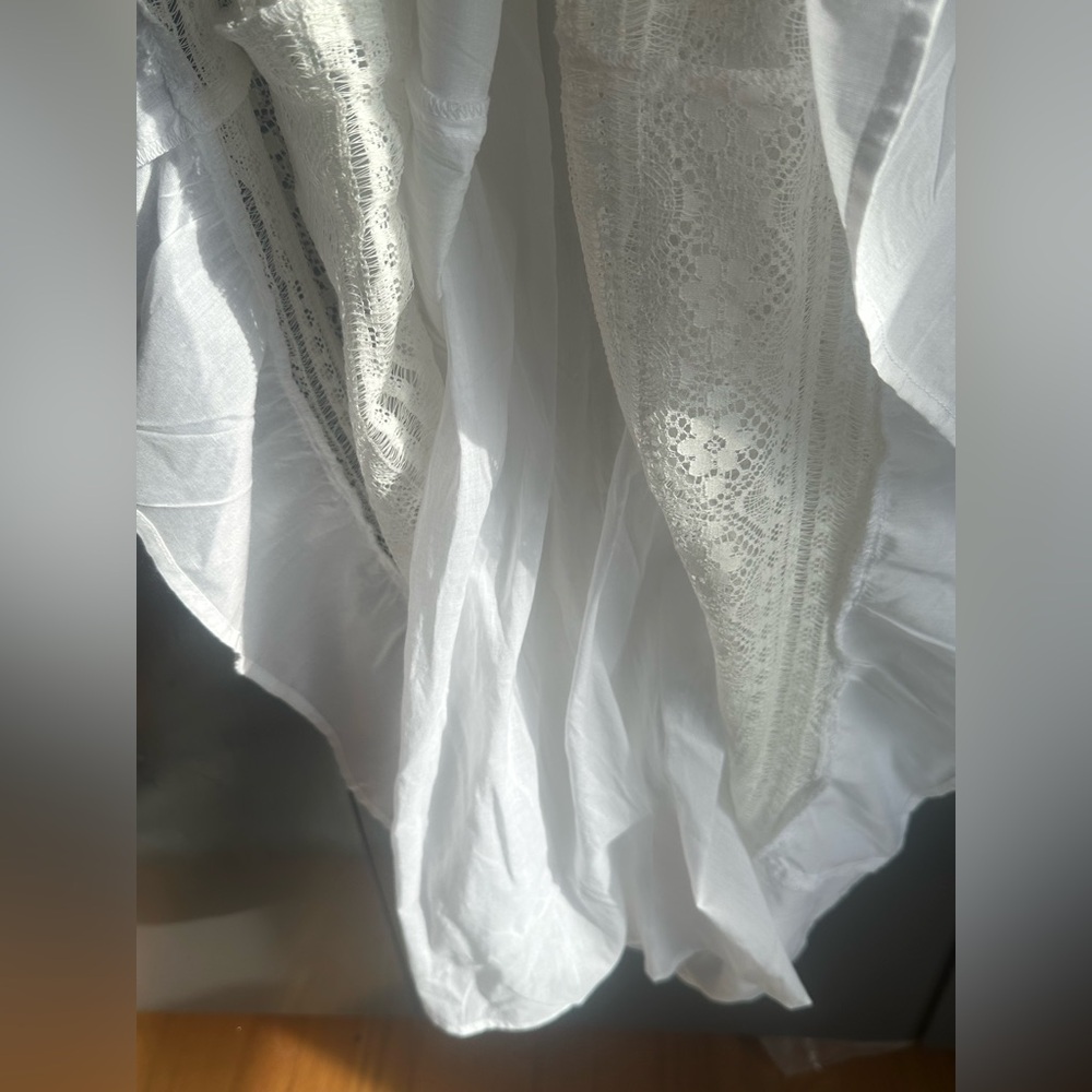 NWOT. size M. For The Republic. White Lace Tiered Boho Maxi Dress - Picture 11 of 11